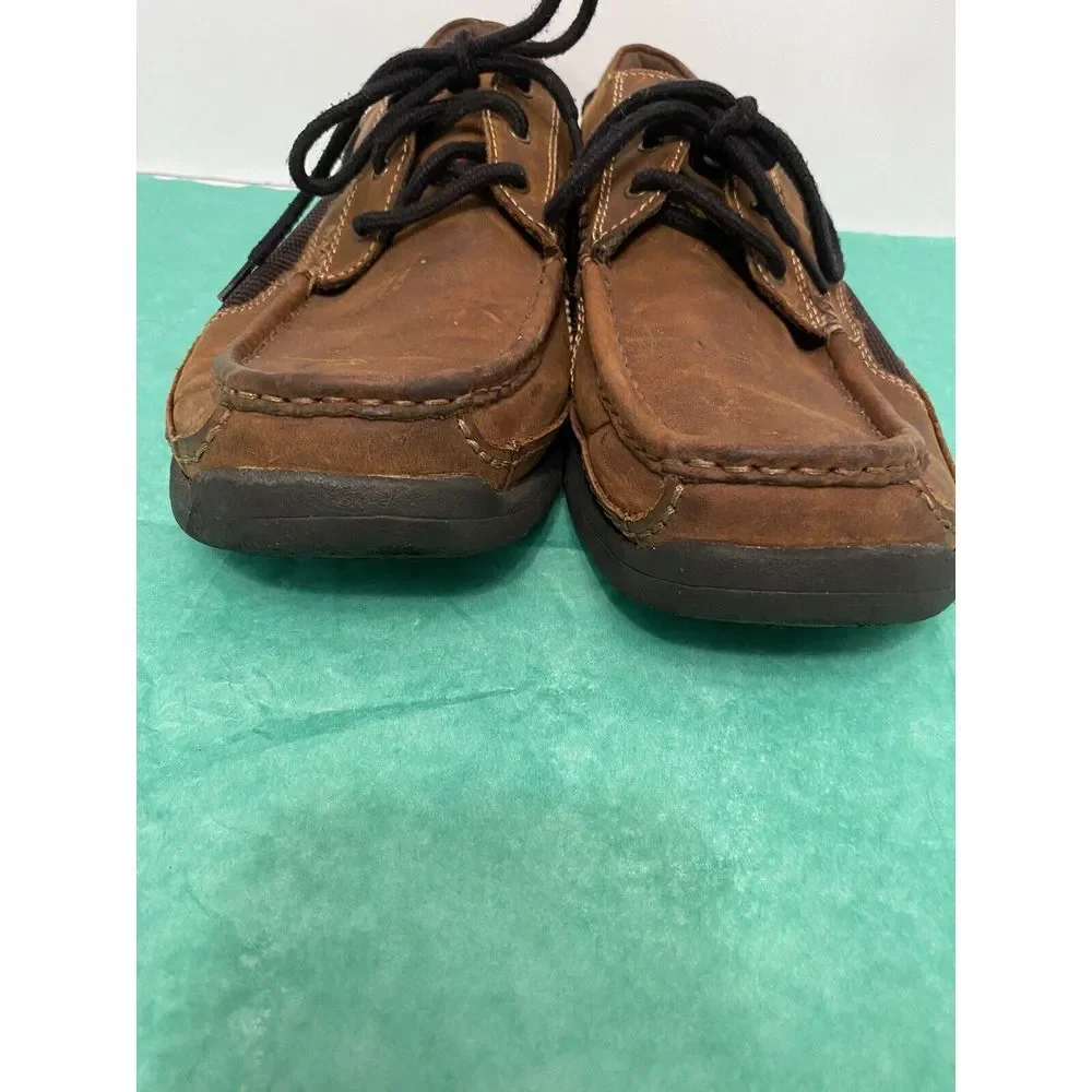 Skechersmen's lace up brown‎ leather loafers Boat shoes Size 9 top siders